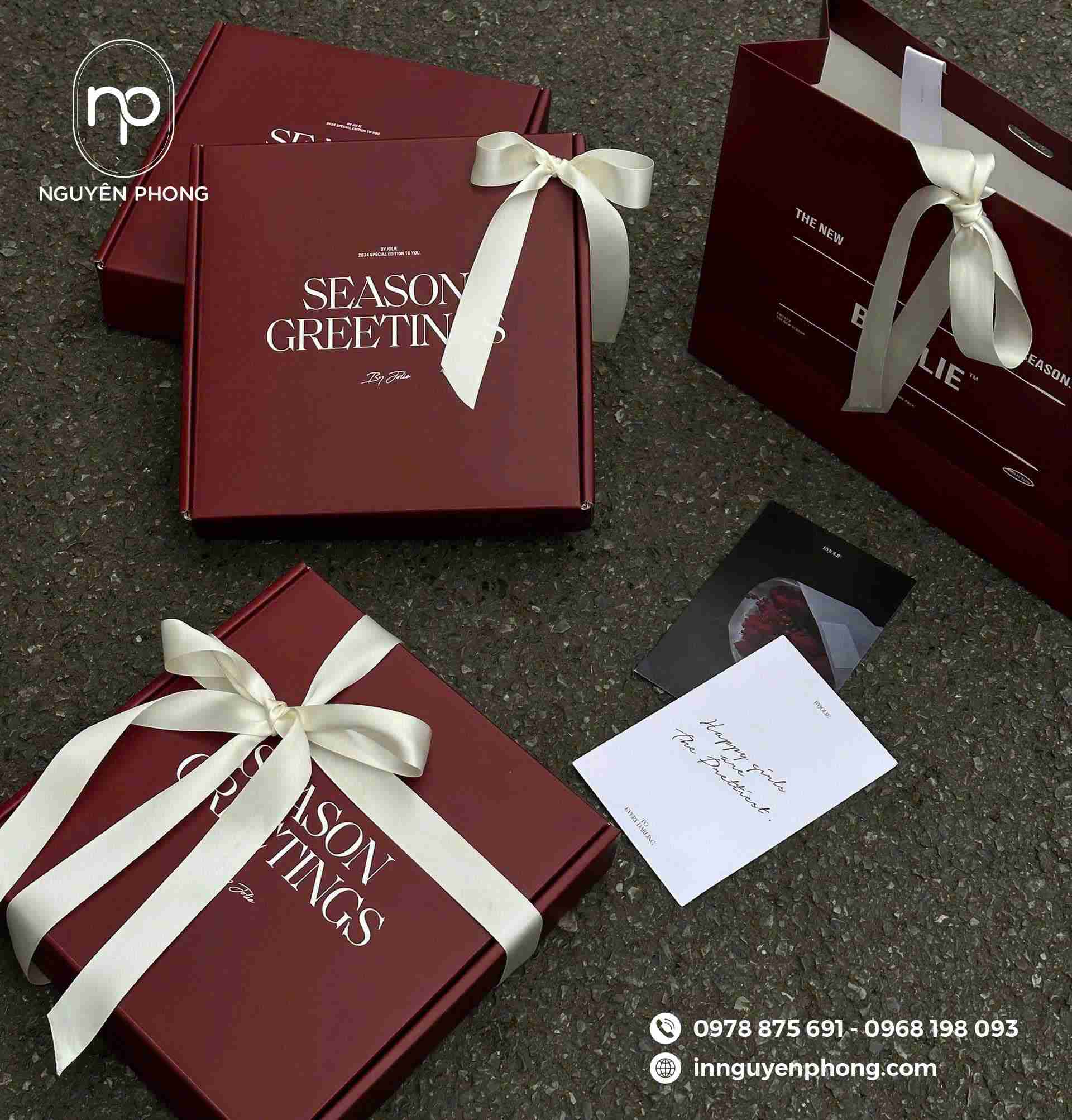 Hộp quà phối nơ cao cấp, hiện đại